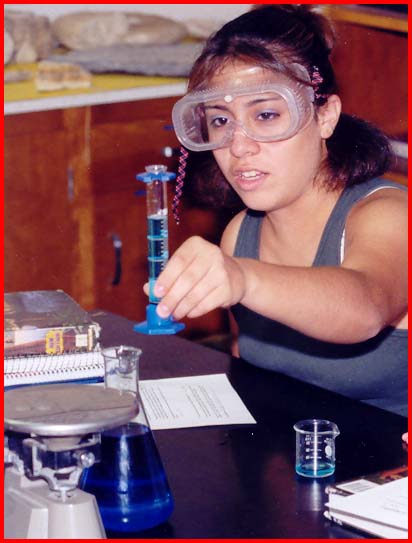 Girl with graduated cylinder